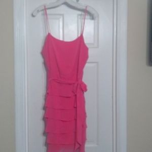 Covington Dress, size 10, medium pink shell/ exterior, 100% polyester lining